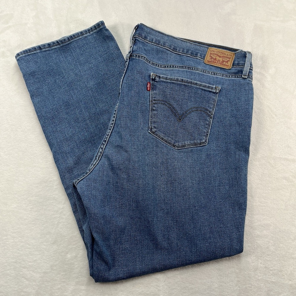 Levi's 414 Classic Straight Jeans Womens Plus 24W Medium Wash Basics Minimal‎